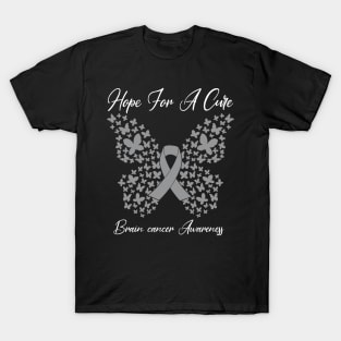 Hope For A Cure  Butterfly Gift  Brain cancer 3 T-Shirt